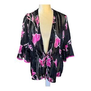 Joseph Ribkoff Fancy jacket Top Blouse Sheer with Tie Size 8